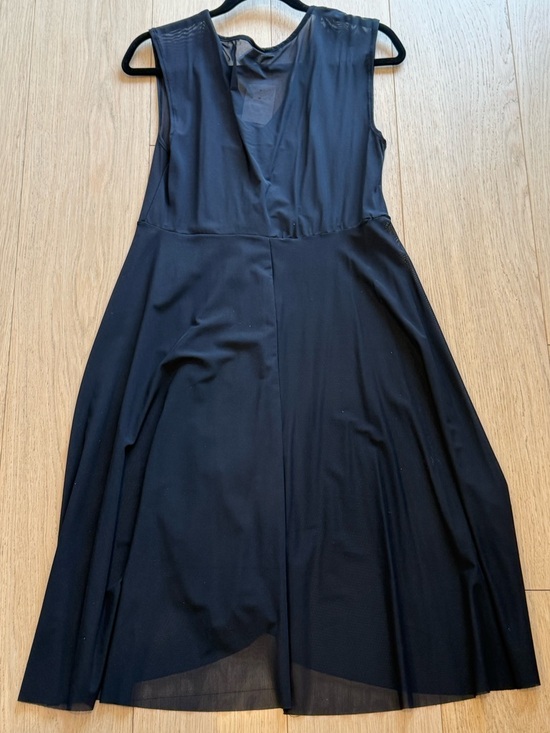 Simon Chang Sheer Black Cover Up Dress M 🖤 Plunge Layered Resort Chic BNWT - Picture 3 of 4